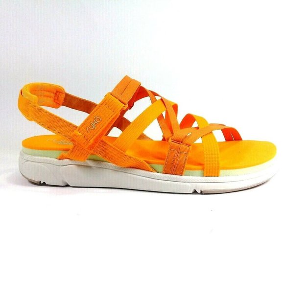 Ryka Womens NEW Mirasa Double-crossed elastic straps Orange Sandals 9W - Picture 1 of 14